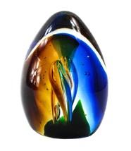 Murano Oval Egg Shaped Hand Blown Art Glass Paperweight 4 1/8&quot; Teardrops... - £50.81 GBP