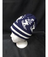 1980s Handmade Knit Winter Cap Blue White Ski Lodge Skier Skiing Pattern - $33.68 CAD