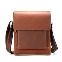 Vintage Crazy Horse Leather Messenger Bag Small Retro Genuine Leather Man Bags - £106.80 GBP