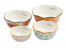 Pioneer Woman ~ Set of Four (4) ~ Flea Market ~ Stoneware ~ Measuring Cups/Bowls - £20.92 GBP