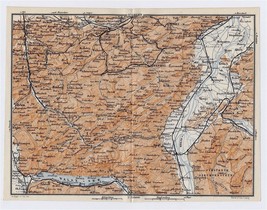 1911 Map Vicinity Of St. Gallen Appenzell Herisau Walensee Alps Switzerland - £19.67 GBP