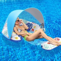 Pool Floats Adult Canopy Stylish Pool Lounger Heavy Duty floaties Adults Beach N - £24.33 GBP