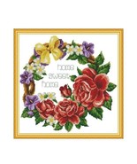 Joy Sunday Stamped Cross Stitch Kit H817 Home Sweet Home Floral Wreath *... - $24.75