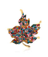 Red Multicolor Cubic Zirconia &amp; 18K Gold-Plated Maple Leaf Brooch - £11.01 GBP