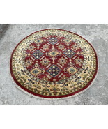 6x6 Round Kazak Rug - Red Hand-Knotted Afghan Boho Rug - $10,432.72 MXN