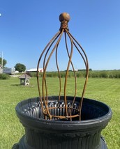 24&quot; Plant Support Garden Trellis Topiary, Round Wrought Iron Bernice Obe... - $59.95