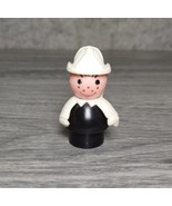 Fisher Price Little People Vintage Plastic FIREMAN White Hat Freckles - £3.51 GBP