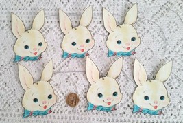 6 Pcs Retro Hare Bunny Fussy Cut Gift Vintage Linen Hang Tags #MNSD - £15.42 GBP