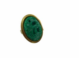 Vintage Perfume Locket Poison Ring Avon Bird Of Paradise Green Plastic 70s - £19.77 GBP