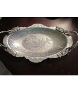 Rodney Kent Hammered Aluminum Tulip Serving Tray Handles #404 14 X 8&quot; OR... - $733.66 MXN