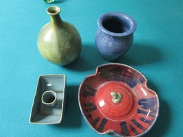JAPANESE POTTERY FROG DISH CANDLE HOLDER S. BALLARD VERMONT -VASES PICK ... - $34.65+
