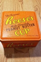 1994 Reese&#39;s Peanut Butter Cup Tin Canister Can Orange - £11.07 GBP