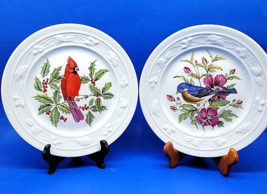 Vista Alegre Mottahedeh  Eastern Bluebird &amp; Cardinal 8&quot; Plates Portugal - $39.00