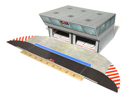 Afx Mega G+ Ho Slot Car Photorealistic Cardboard Pit Stop Building Kit 1070 - $18.99