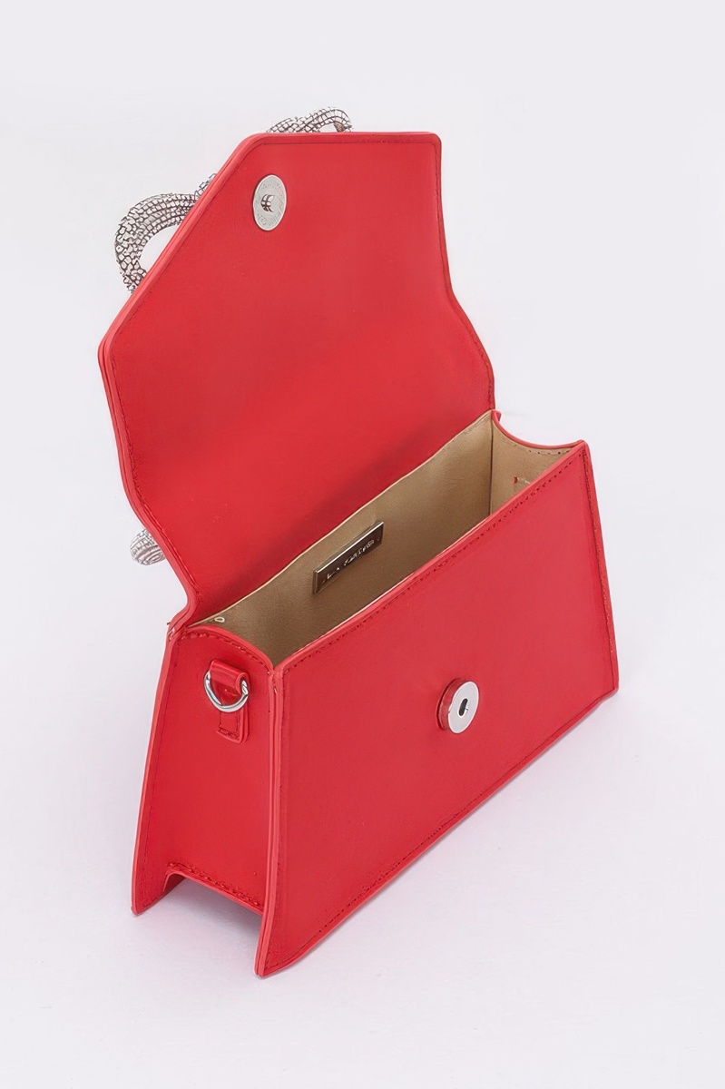 Rhinestone Ribbon Handle Flap Bag (Black) - $31.99