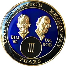 3 Year Founders Blue Tri-Plate AA Medallion Bill &amp; Bob Chip III - £14.79 GBP