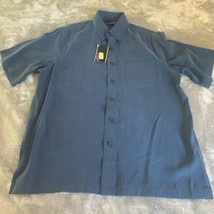 Size Medium Roundtree &amp; Yorke Dark Blue Button Up Short Sleeve Summer Sh... - $22.00