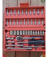 46 Pieces 1/4 inch Drive Socket Ratchet Wrench Set, with Bit Socket Set - £21.89 GBP