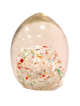 Vintage Confetti Art Glass Egg Shaped Paperweight 3-1/4&quot; tall Unmarked - $10.40