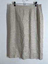 Vtg International Scene 16 Beige Natural Linen Midi Straight Skirt - £19.29 GBP