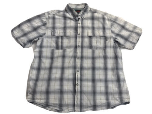 Wolverine Shirt Men&#39;s Size XL Button Front Cotton Gray Plaid Short Sleeve - $17.10