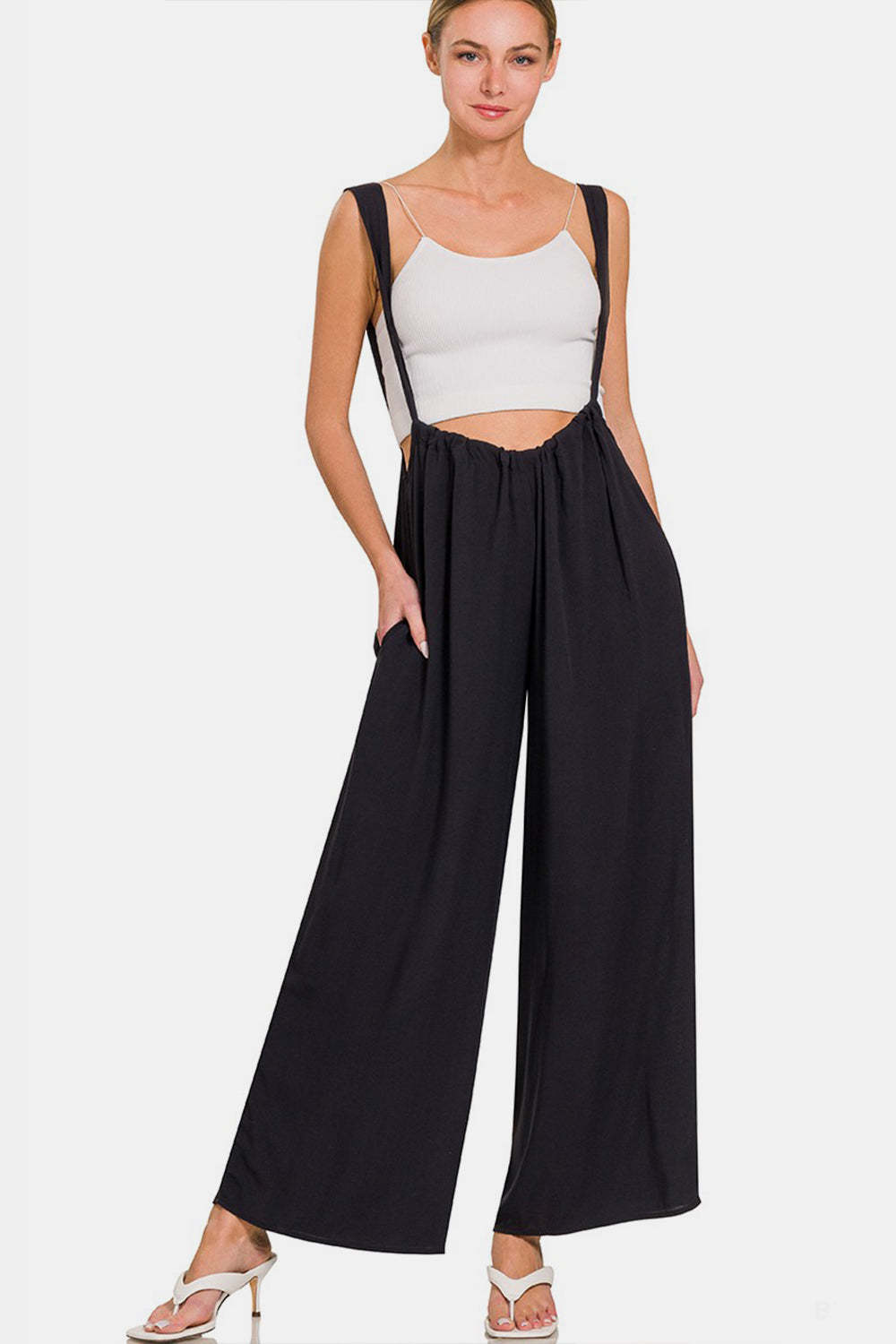 Zenana Tie Back Suspender Jumpsuit with Pockets - $26.89