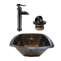 15&quot; Square Copper Bar Prep Sink with STARS Design with 2&quot; Drain and 13&quot; ... - $349.95