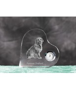 Pyrenean Shepherd- crystal clock in the shape of a heart with the image ... - £41.38 GBP
