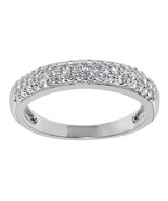 Solid Genuine 14k White Gold 1/2ct Round Fine Cubic Zirconia 3-Row Weddi... - $6,902.73 MXN+