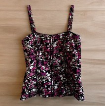 White House Black Market Meadow Flowers Bustier Corset Top Black Pink Si... - £23.64 GBP