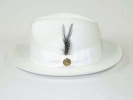 Men's Milani Straw Braided Fedora Hat Soft Crushable FDS-002 Solid White image 4