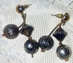 Vintage Silvertone Dangle Earrings   Post Type 2&quot; Dangle   Pierced   Eclectic - £8.22 GBP