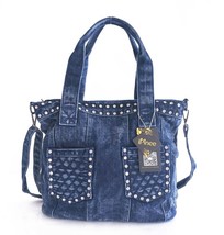 iPinee Fashion Denim Handbags Female Jeans Shoulder Bags Two Pockets Design Wome - £45.94 GBP