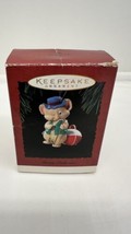 Hallmark Keepsake Ornament 1994 Merry Fishmas Mouse Fishing Red White Bo... - $9.85