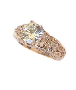 14k rose gold floral engagement ring white sapphire set in designer ring... - €473,29 EUR+