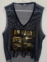 Women’s Net Netted Black Tank Top Las Vegas 96 Black W / Gold XL Bust 42” By YMF - £6.81 GBP