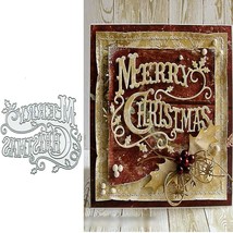 Merry Christmas Holly Leaves Metal Die Cuts, Christmas Word Background L... - £14.08 GBP