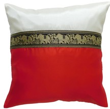 red Cushion Pillow Case Elephant 40x40cm/15.5x15.5in Thai Silk Bed Sofa  - £7.08 GBP