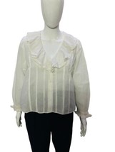 Doen NWOT Womens Embroidered Ruffle Laced White Cotton Blouse Shirt Tuni... - £115.30 GBP