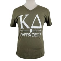 Kappa Delta Sorority T-Shirt Medium V-Neck S/S Green Cotton Blend Indiana Greek - £13.51 GBP