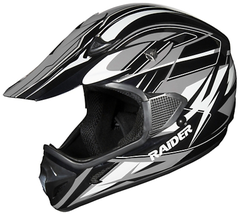 Raider 2121914 Adults RX1 MX Helmet Black/Silver Open face Thermoplastic Medium - £131.12 GBP