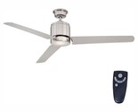 Home Decorators Railey 60&quot; LED Indoor Brushed Nickel Ceiling Fan with Li... - £75.40 GBP
