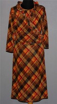 VTG 2 Pc Metallic Thread Plaid Sleeveless Dress &amp; Wrap Ruffle Jacket/Top... - $47.99