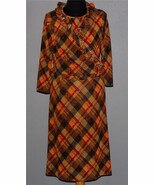 VTG 2 Pc Metallic Thread Plaid Sleeveless Dress &amp; Wrap Ruffle Jacket/Top... - $65.63 CAD