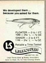 1973 Print Ad L&S Mirrolures Floater & Sinker Fishing Lures Largo,FL Bradley,IL - $8.58