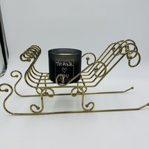 Brass Sleigh Candle Holder Holiday Decor Centerpiece Openwork Scroll Design - $22.50