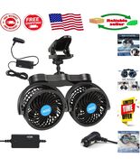 Adjustable 4-Inch Clip Car Fan - Dual Head 360° Rotatable Cooling Solution - $75.52 CAD