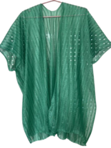 Green Poncho Over Shoulder Cape Top One Size Light Weight Casual Cover Up - $15.83