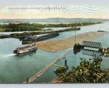 Pontoon Bridge and Raft Mississippi River Lyons IA Iowa DB Postcard P12 - £11.63 GBP