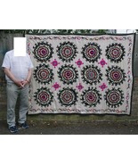 VINTAGE SUZANI SUZANIS LARGE EMBROIDERY TAPESTRIES UZBEKISTANI UZBEKISTA... - $181.41